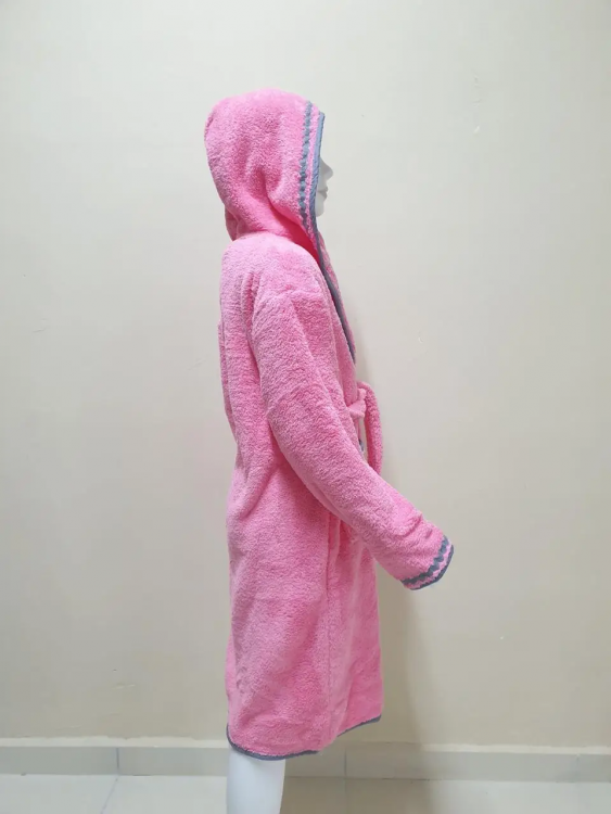 Детский махровый халат Welsoft темно розовый с полосками купить