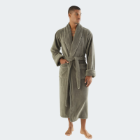 Мужской халат Nusa ns 7235 haki без капюшона велюр/махра хаки