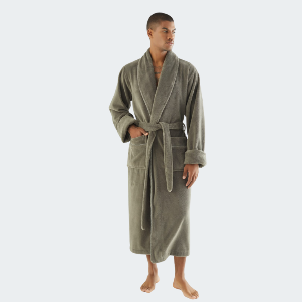 Мужской халат Nusa ns 7235 haki без капюшона велюр/махра хаки Мужской халат Nusa ns 7235 haki без капюшона велюр/махра хаки