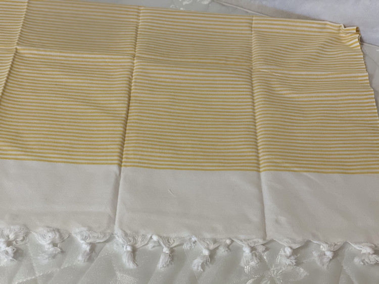 Пляжное полотенце Peshtemal желтая тонкая полоска купить