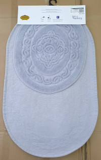 Набор овальных ковриков в ванную Cotton Mat серый