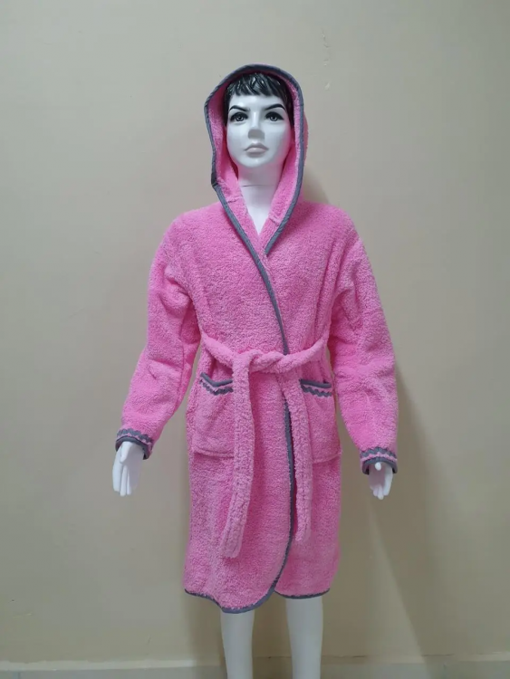 Детский махровый халат Welsoft розовый с полосками на подарок