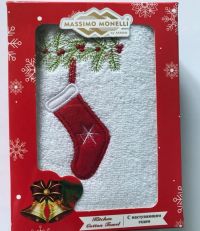 Полотенце новогоднее New Year -  Рождественский носок Massimo Monelli белое