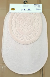 Набор овальных ковриков в ванную Cotton Mat светло-персиковый
