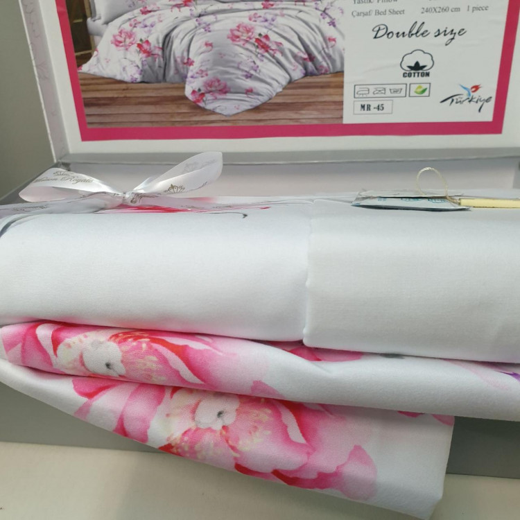 Набор постельного белья 3D print Цветы бело-розовый купить