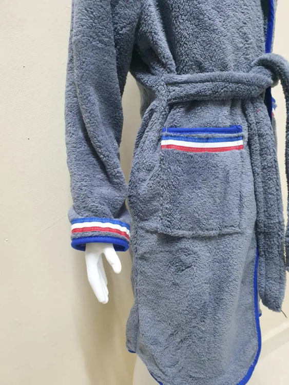 Детский махровый халат Welsoft темно серый с полосками