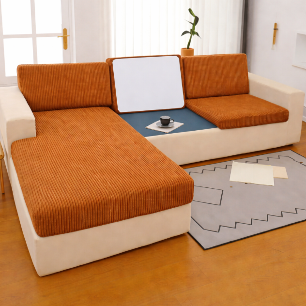 Чехол для сидений и спинок дивана мебельный велюр Lotus 54 оранжевый 1 Чехол для сидений и спинок дивана мебельный велюр Lotus 54 оранжевый 1