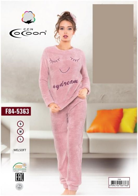 Женская теплая пижама 84-5363 pink Welsoft