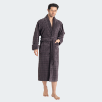 Мужской халат Nusa ns 1485 kaya без капюшона велюр/махра какао