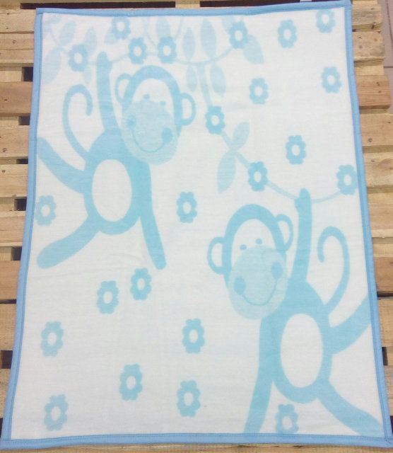 плед-одеяло Zeron обезьянки голубой