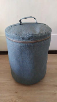 Текстильная корзина для игрушек и вещей Rizo серо-голубой зигзаг