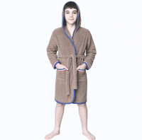 Подростковый махровый халат Welsoft бежевого цвета с полосками