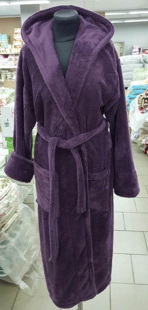 Халат женский махровый длинный фиолетовый