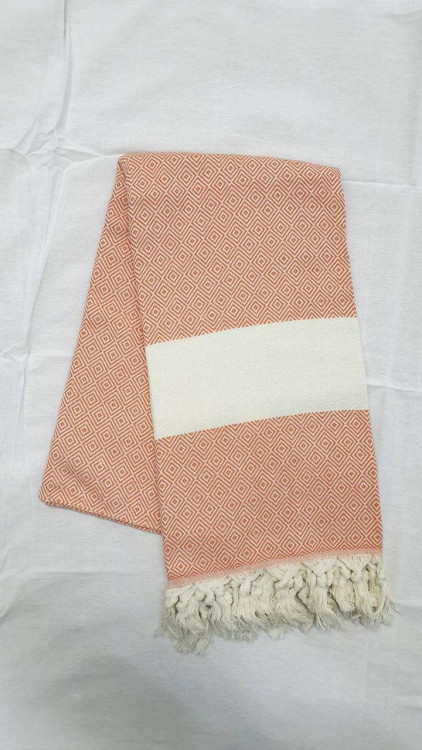 Пляжное полотенце Peshtemal широкая полоска - 6 персиковое