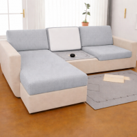 Чехол для сидений и спинок дивана мебельный велюр Lotus 92 светло - серый