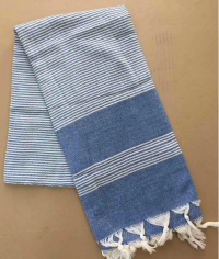 Пляжное полотенце Peshtemal голубое широкая полоска