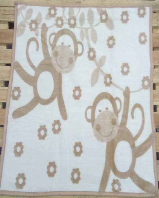 плед-одеяло Zeron обезьянки кофейный