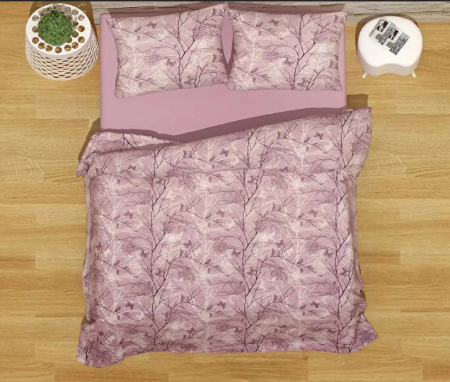 Набор постельного белья хлопок LORINE Природа бледно-фиолетовый  3