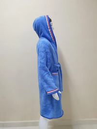 Подростковый махровый халат Welsoft голубого цвета с полосками