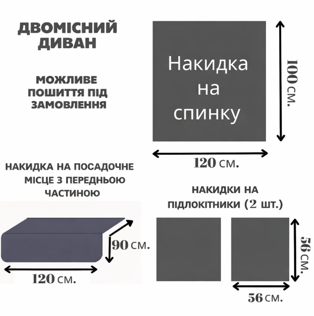 Комплектація та розміри накидок на двомістний диван Комплектація та розміри накидок на двомістний диван