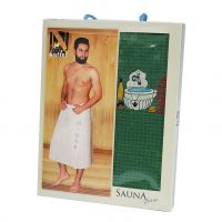 Мужское полотенце для сауны вафельное Nilteks зеленое