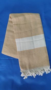 Пляжное полотенце Peshtemal широкая полоска - 9 бежевое