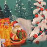 Новогодний набор наволочек (70х70 - 2 шт ) Ранфорс Дед Мороз зеленый