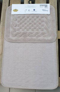 Набор ковриков в ванную Cotton Mat светло-коричневый Шахмотка