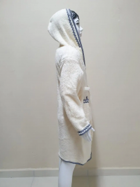 Подростковый махровый халат Welsoft кремового цвета с полосками