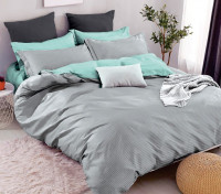 Комплект постельного белья бязь Stripe Серо-ментоловый