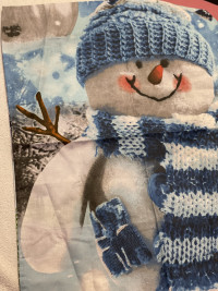 Новогодний набор наволочек ( 50х70 - 2 шт ) Ранфорс Снеговики голубой