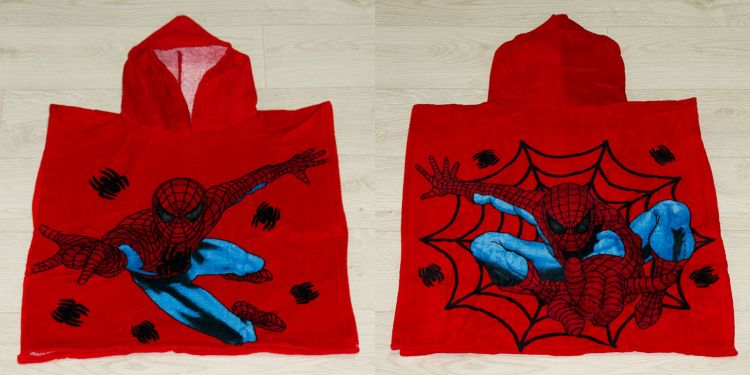 Детское пляжное полотенце пончо красное Spiderman red