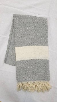 Пляжное полотенце Peshtemal широкая полоска - 11 светло серое