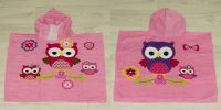 Детское пляжное полотенце пончо розовое Owls