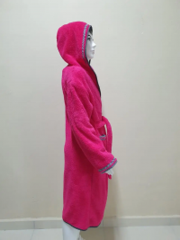 Подростковый махровый халат Welsoft малинового цвета с полосками
