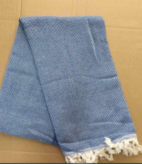 Пляжное полотенце Peshtemal синее однотонное