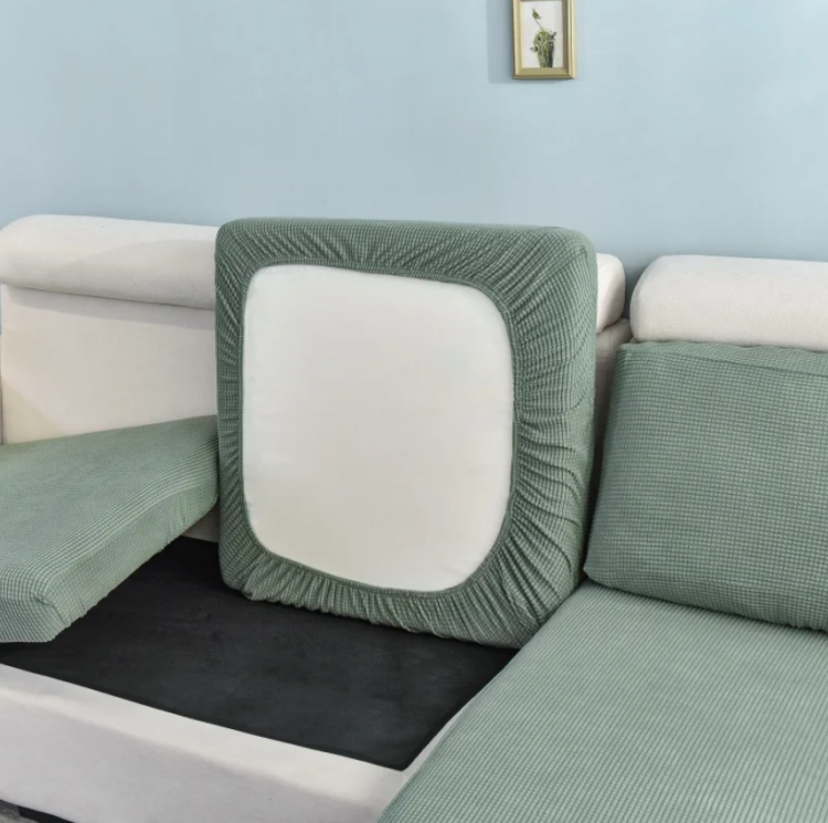 Чехол для сидений и спинок дивана зеленый трикотаж жаккард 2