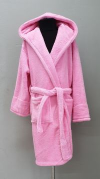 Махровый халат для подростков с капюшоном Welsoft  розовый