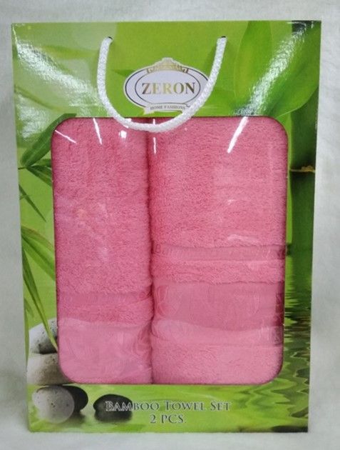 Набор бамбуковых полотенец (2 шт.) Zeron розового цвета
