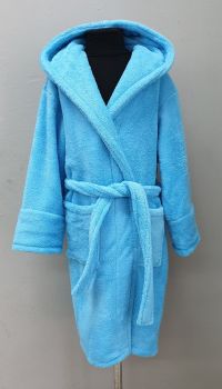 Махровый халат для подростков с капюшоном Welsoft бирюзовый