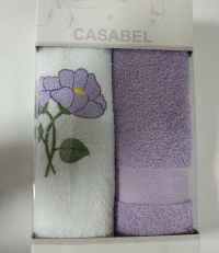 Набор полотенец махра Цветы 40х60 (2 шт.) Casabel лиловый