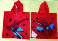 Пляжное полотенце пончо красное Человек паук для малышей