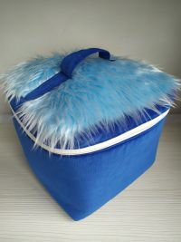 Текстильный бокс для игрушек и вещей Rizo синяя с голубым мехом