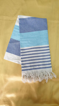 Пляжное полотенце Peshtemal широкая полоска - 15 сине-голубое