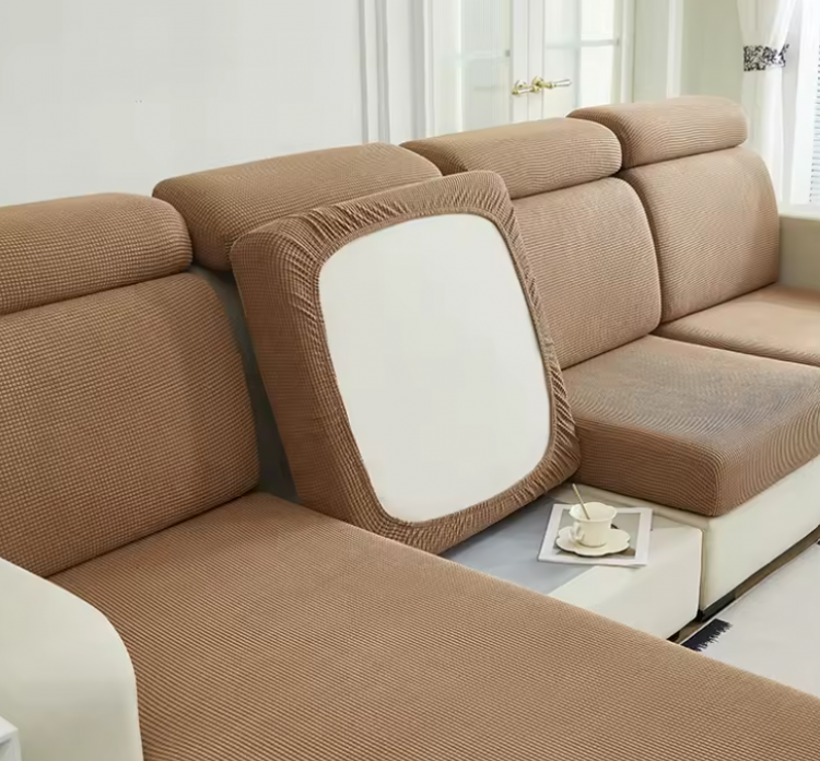 Чехол для сидений и спинок дивана кофейный трикотаж жаккард 1