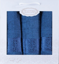 Комплект махровых полотенец Gulcan Cotton (3 шт) blue
