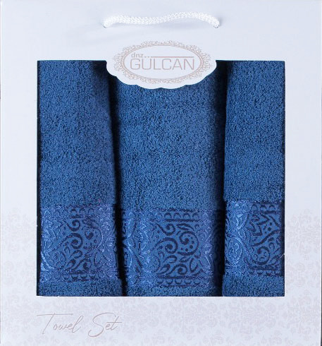 Комплект махровых полотенец Gulcan Cotton (3 шт) blue
