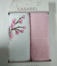 Набор полотенец махра Цветы 40х60 (2 шт.) Casabel розовый