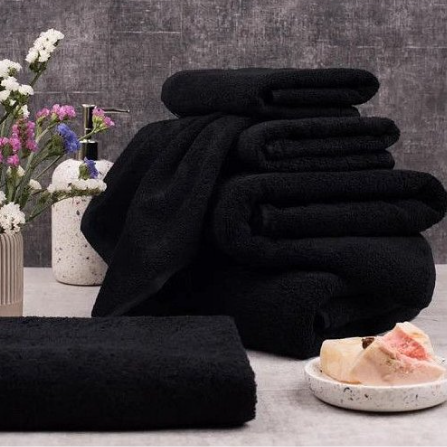 Полотенце махровое черное — 400 г/м², 100% хлопок (Узбекистан) Полотенце махровое черное — 400 г/м², 100% хлопок (Узбекистан)