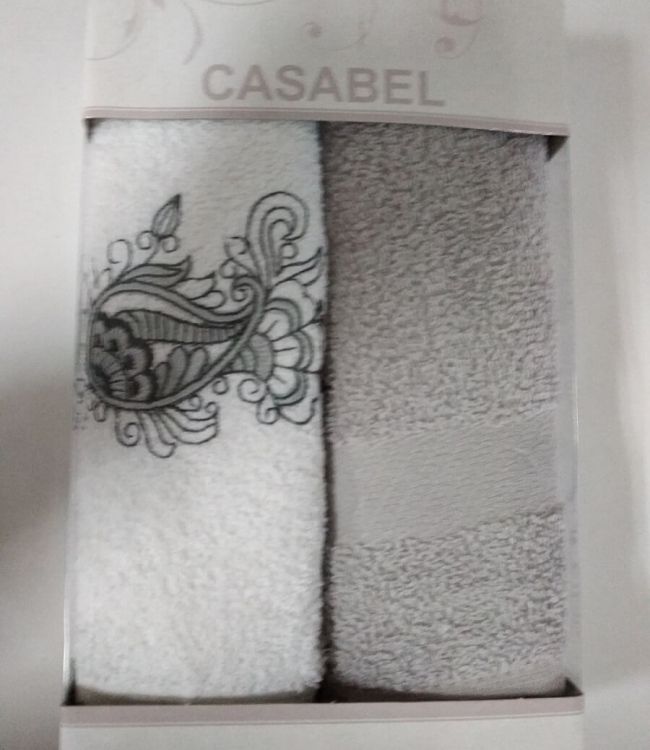 Набор полотенец махра Цветы 40х60 (2 шт.) Casabel серый